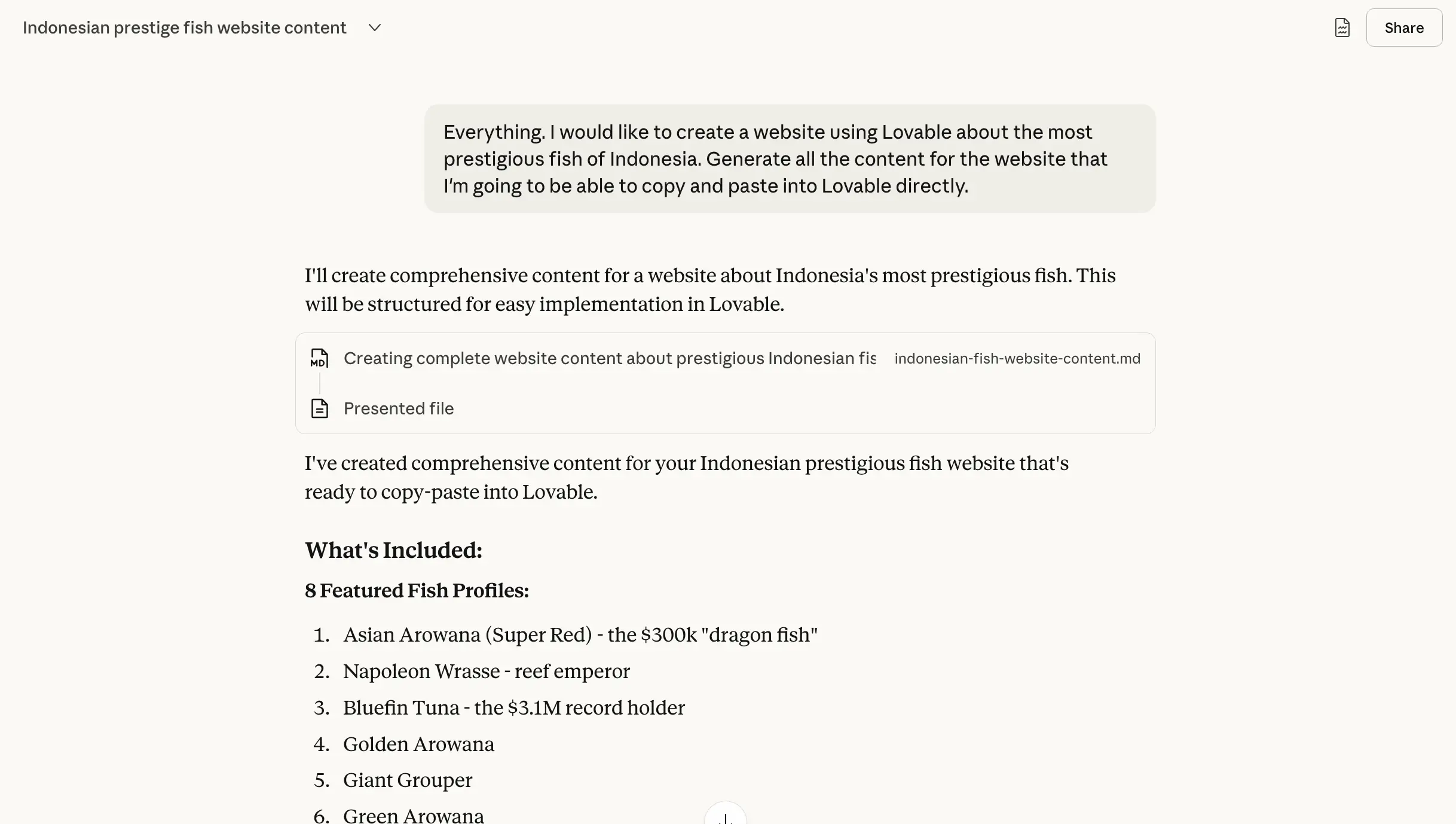 Here is my prompt in Claude